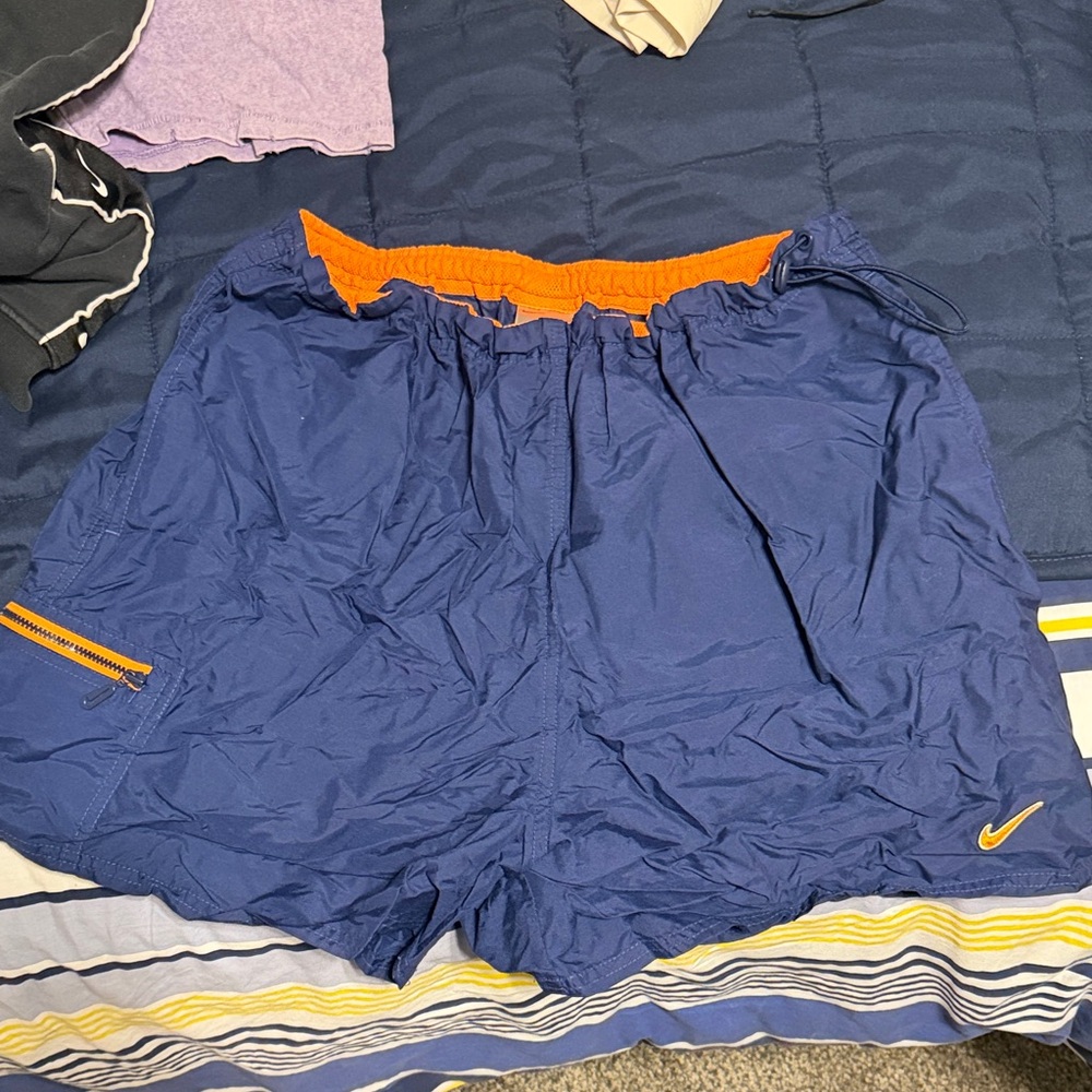 Vintage Nike Blue and Orange Athletic Shorts